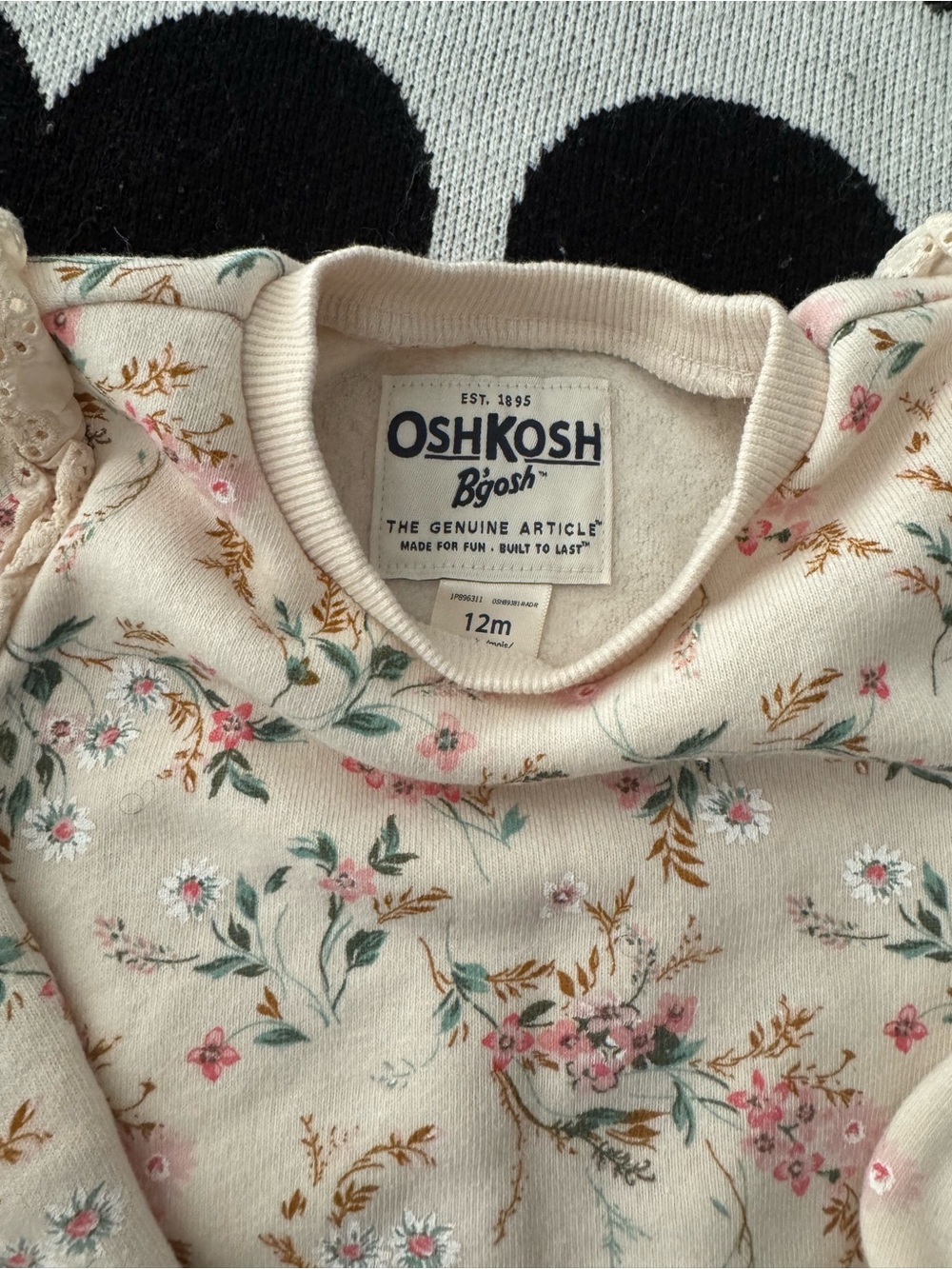 OshKosh B'gosh Cream Floral Ruffle-Shoulder Sweatshirt - Picture 2 of 4